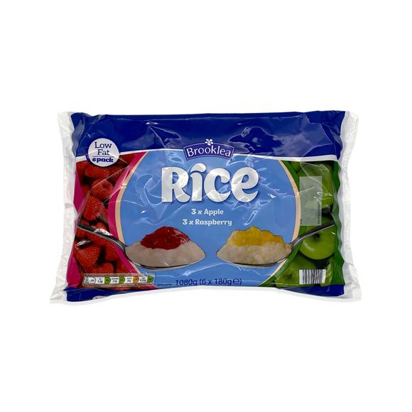 Brooklea Rice Pudding 3 X Apple 3 X Raspberry 180g